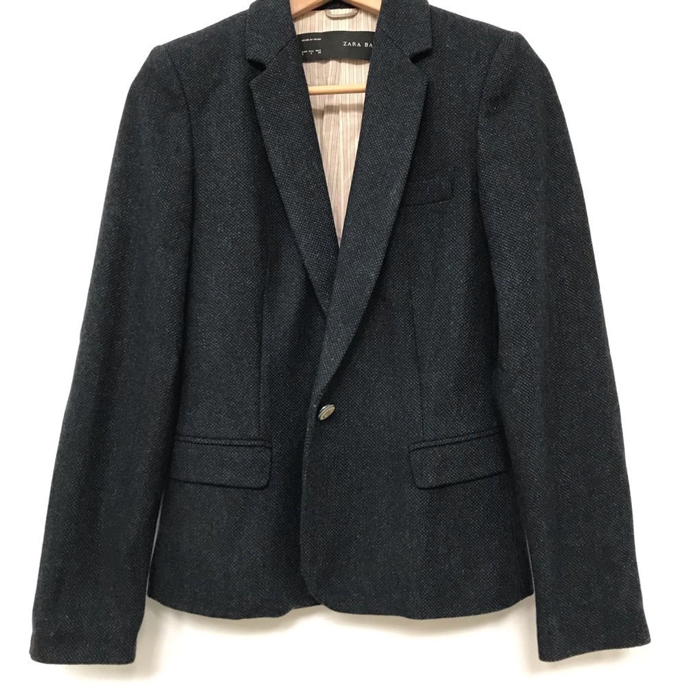ZARA BLAZER ELBOW PAD NAVY BLACK COMBO S